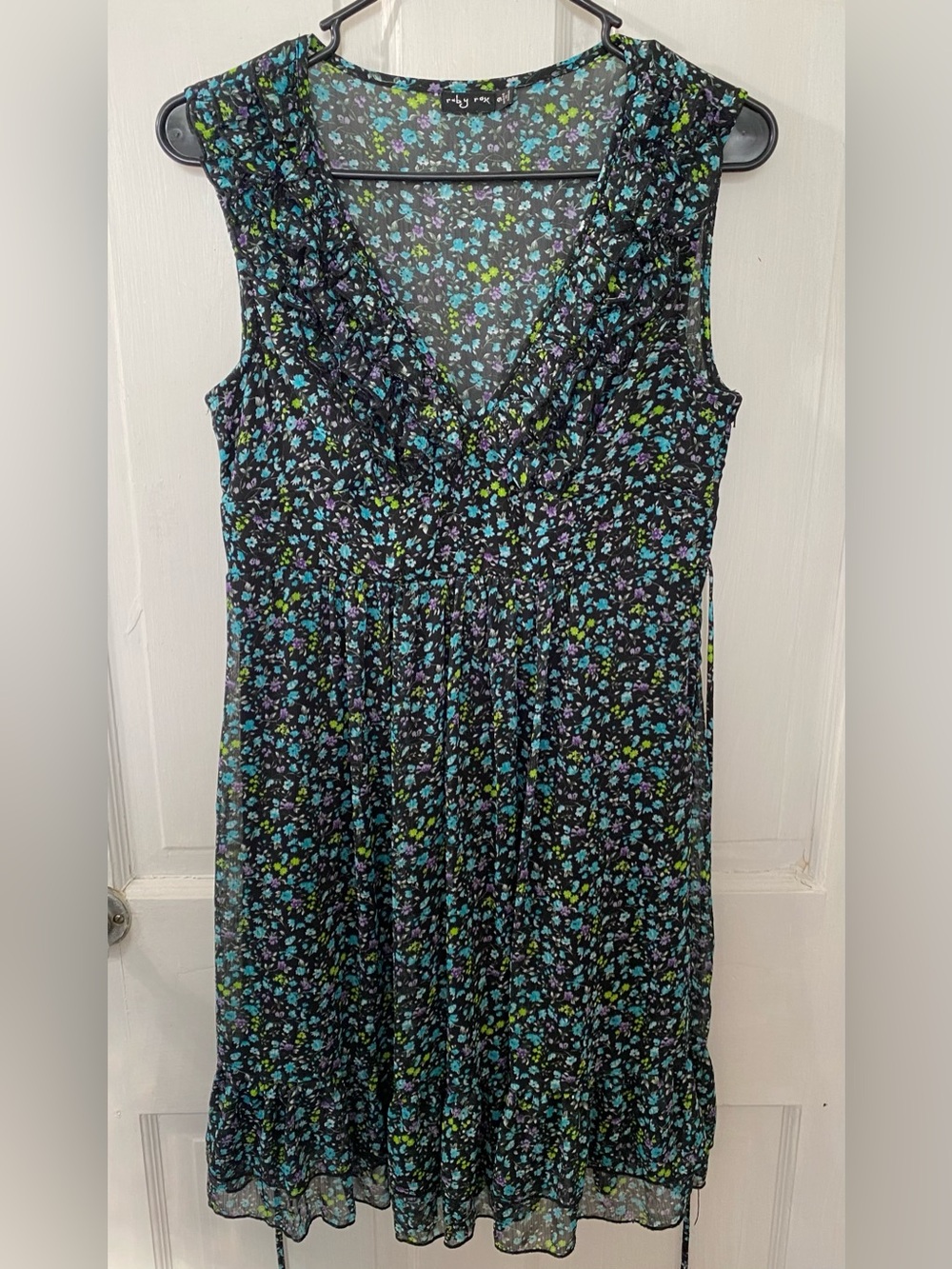 Ruby Rox Black Floral Midi Dress with Floral Print